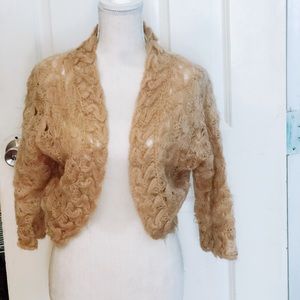 Handmade vintage taupe knitted cardigan